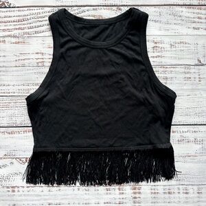 Black Fringe Crop Top